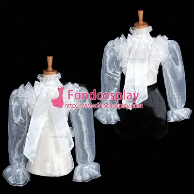 Fondcosplay erwachsene sexy kreuz dressing sissy maid kurze weiße Organza Bluse transparenz Image