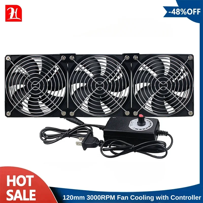 120 mm 3000 U/min Lüfterkühlung mit Controller 12 cm 12 V 220 V BTC-Maschinengehäuse Workstation Schrank Kühler Serverlüfter Image