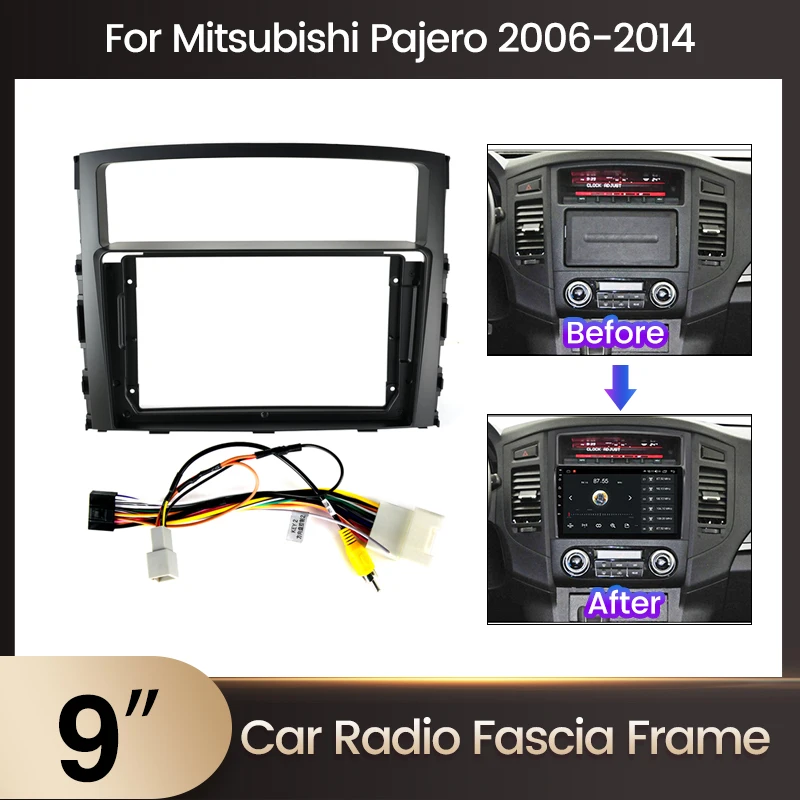 Navifly Android Auto Radio Fascia Rahmen Kit Kabel Adapter Power Kabel Navigation Panel Für Mitsubishi Pajero 4 V80 V90 2006-2014 Image