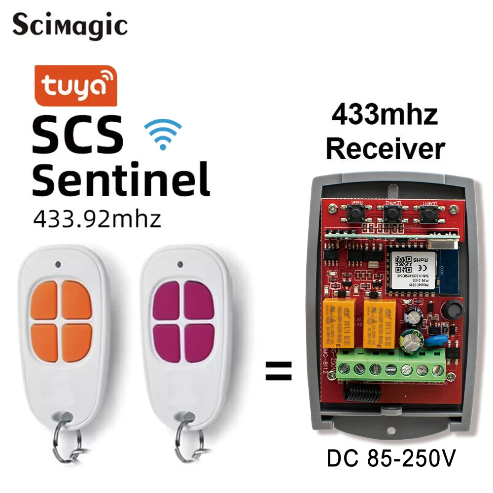 Tuya Smart WIFI SCS SENTINEL Garagentor Fernsteuerung Empfänger 433MHz Empfänger 12V 24V 110V 220V Kompatibel SCS Toröffner Image