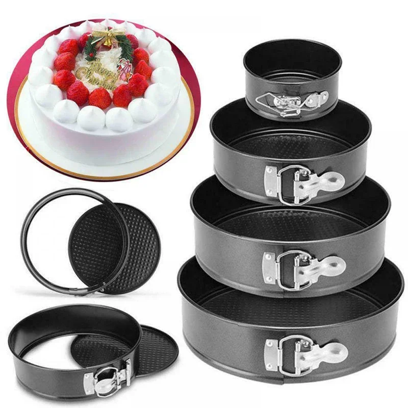 Runde Kuchenform in 5 Größen, antihaftbeschichtet, für Käsekuchen, auslaufsicher, Kuchenform, Backblech, Kuchen-Backblech, Küchen- und Kuchen-Werkzeugablage Image