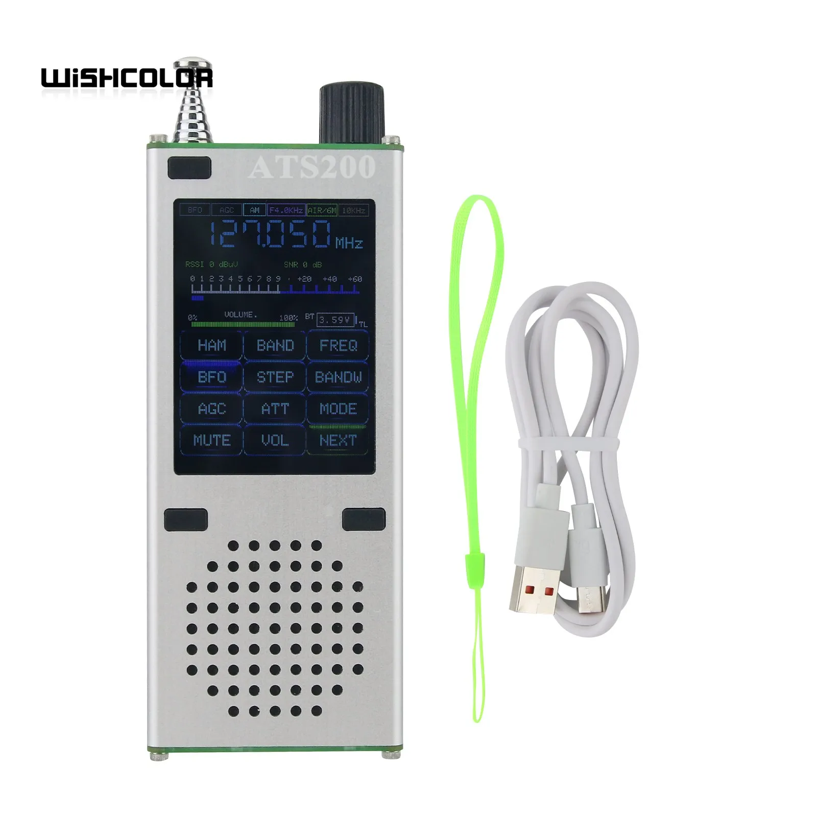 HamGeek ATS200 Vollband-Radioempfänger, tragbares Luftfahrt-Bandradio SSB LSB FM AM mit 2,4-Zoll-TFT-Bildschirm