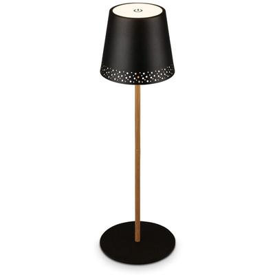 N.d. - led Akku-Tischleuchte Tischlampe verstellbar IP44 schwarz-holz rgb innen außen Image
