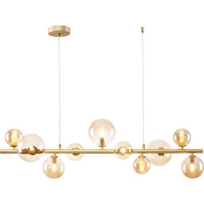 Licht-erlebnisse - Hängeleuchte Metall Rauchglas h: max. 120 cm in Gold matt Creme G9 Kugelschirm Image