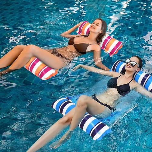 2er-Pack aufblasbare Schwimmbadmatratze, Schwimmbadspielzeug für Erwachsene, 4-in-1 mit Zubehör,