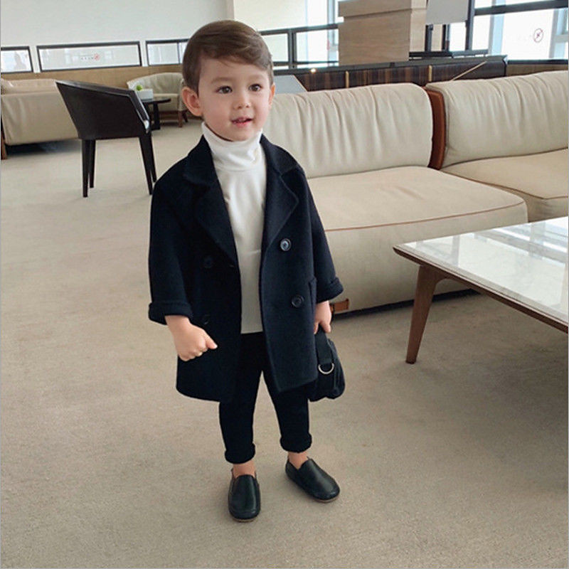 Baby Boys Woolen Coat Jacket Kids Fashion Fall Coats Warm Autumn Winter Infant Clothing Toddler Childrens Outwears