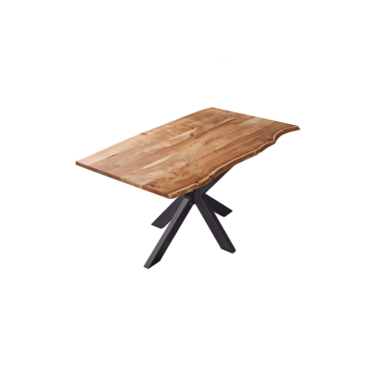 Möbelliebling Esstisch Baumkante massiv Akazie natur 180 x 90 cm Spidergestell schwarz BENNI Image