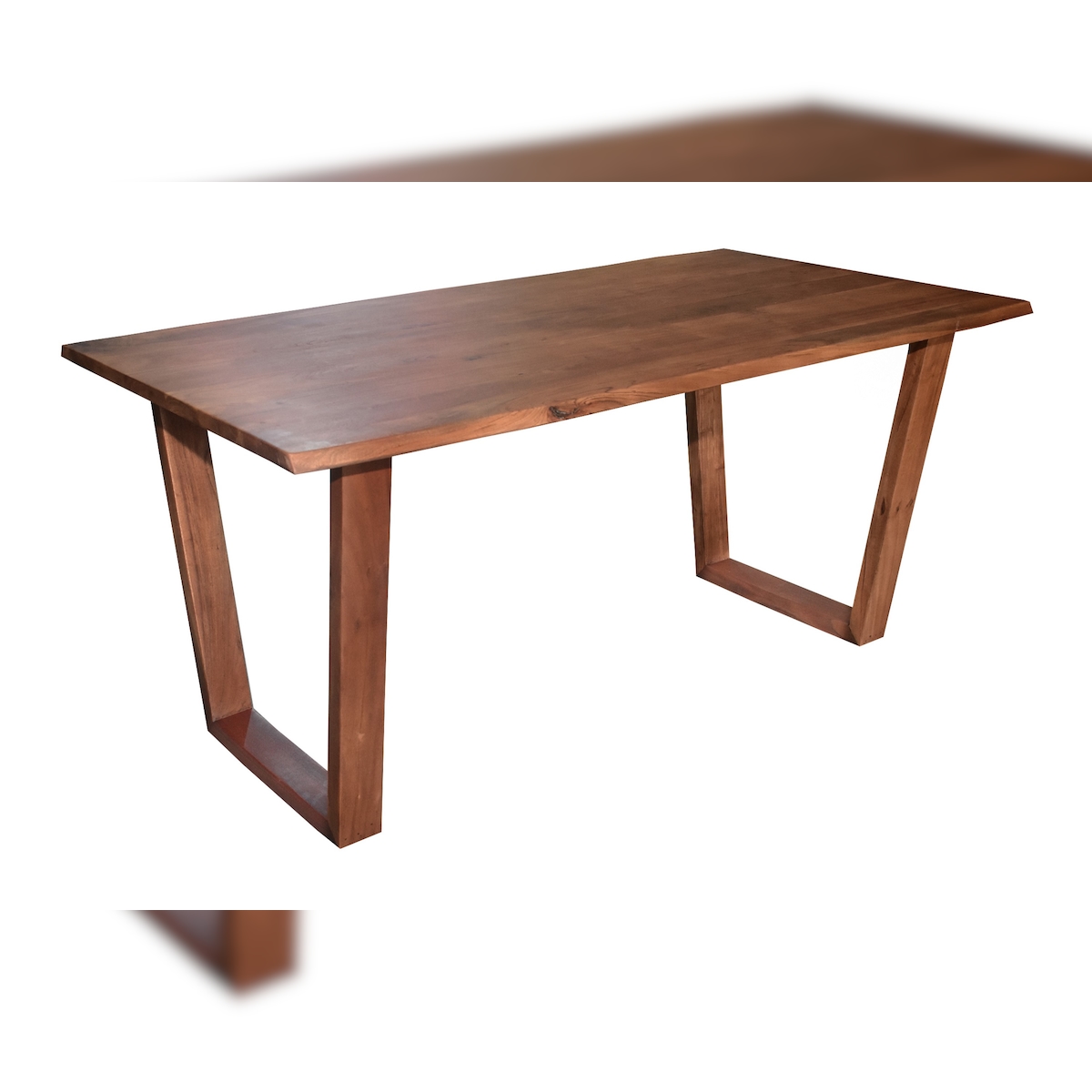 Esstisch Baumkante massiv Akazie nuss 200 x 100 V-Holzgestell nussbaumfarben GIRONA Image