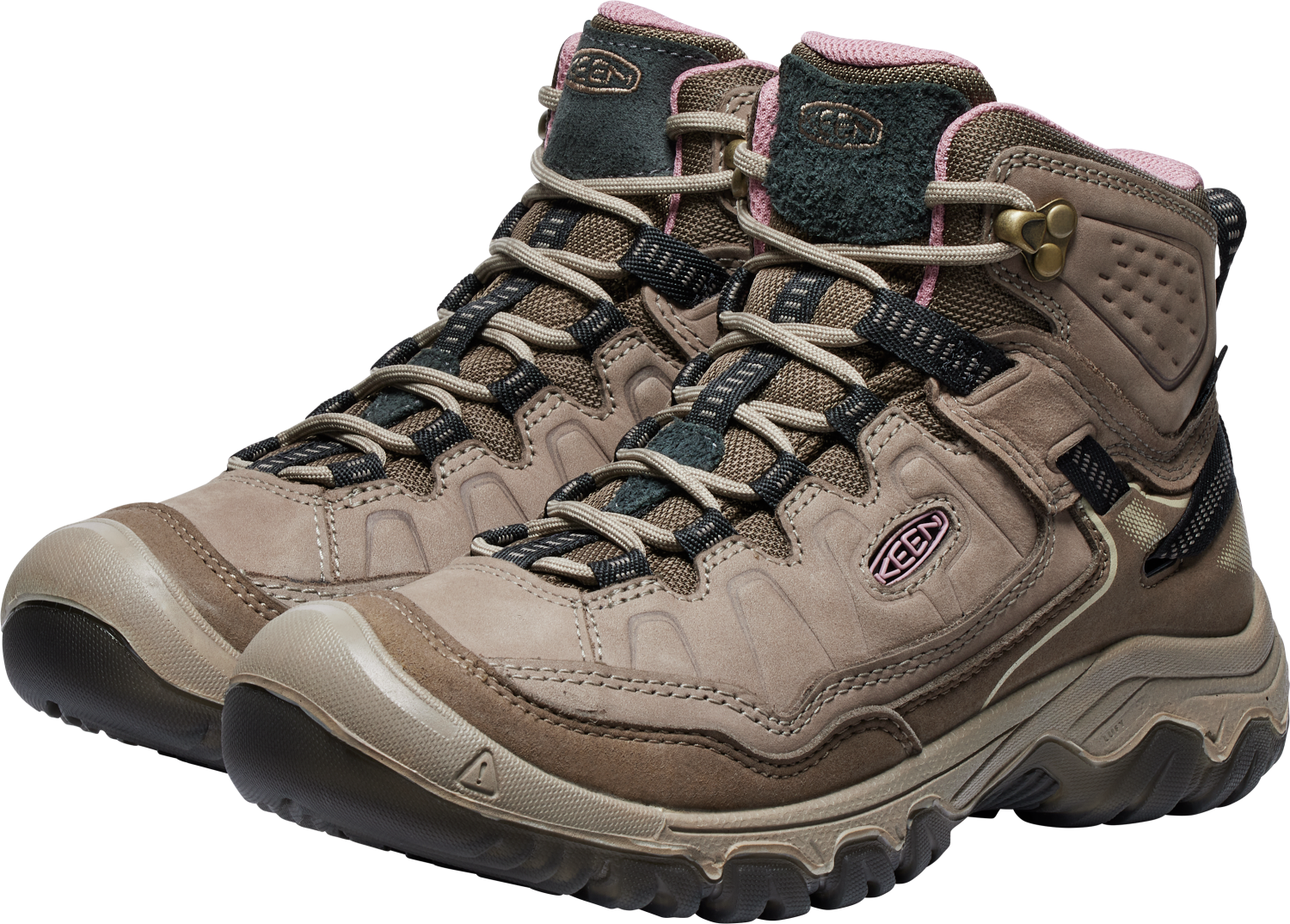 Wanderschuh KEEN "TARGHEE IV MID WP", Gr. 41, braun (brindle, nostalgia rose), Leder, Textil, Schuhe, wasserdicht