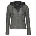 Lederjacke MUSTANG "31021533", Damen, Gr. M, grün (olive), Obermaterial: 100% Lammleder / Futter: 60% Baumwolle, 40% Polyester / Ärmelfutter: 100% Polyester / Kaputze: 55% Baumwolle, 45% Polyester, Jacken