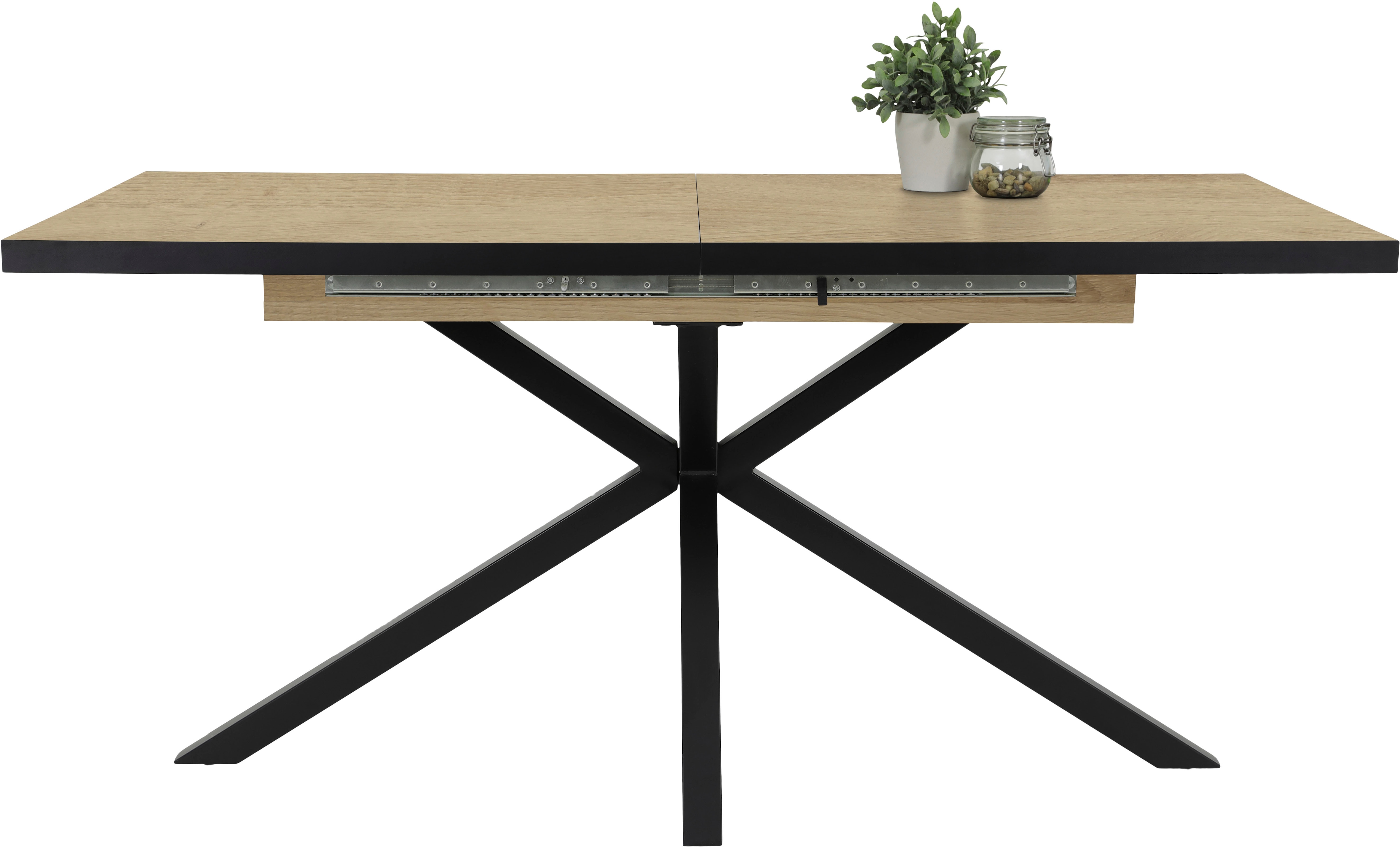 Esstisch HELA, schwarz (artisan eiche, schwarz, schwarz, artisan eiche), B:160cm H:76cm T:90cm, Tische, Esstisch, ausziehbar 160-200 cm