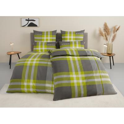 Bettwäsche TOM TAILOR HOME "Nick in Gr. 135x200 oder 155x220 cm", grün, B/L: 135cm x 200cm, , Biber, B/L: 80cm x 40cm, Biber, Obermaterial: 100% Baumwolle, Bettwäsche, mit Gratiszugabe Gästehandtuch Image