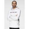 Kapuzensweatshirt JACK & JONES "Logo Hoodie Oldschool", Herren, Gr. S (46), weiß (weiß, bedruckt), Obermaterial: 70% Baumwolle, 30% Polyester, Basic, normal, elastischer Bund, Sweatshirts