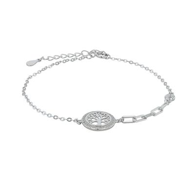 Armband ADELIA´S "Damen Armband Lebensbaum aus 925 Silber mit Zirkonia 17+3 cm", silber, Armbänder, Damen, 17 + 3