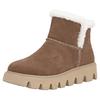 Winterboots RIEKER SPORT, Damen, Gr. 42, braun (braun, beige), Veloursleder, Textil, sportlich, Schuhe, Plateaustiefel, Schlupfschuh mit Innenreißverschluss