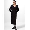 Maxikleid STREET ONE STUDIO, Damen, Gr. 40, EURO-Größen, schwarz, Web, Stoff, 50% Baumwolle, 50% Polyacyl, unifarben, casual, gerade lang, V-Ausschnitt, Langarm Bündchen, Kleider, soft und trageangenehm