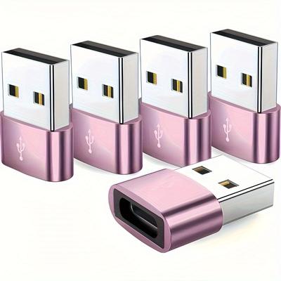 TEMU 5 Usb To Usb C Adapters, Usb C Female To A- Charger, C- Compatible 3a Current Iphone 14 13 Ipad 4 6ã€� S23+s22 S21, 5 4xl And Devices