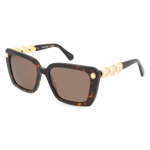 Swarovski SK6032 Damen-Sonnenbrille Vollrand Eckig Acetat-Gestell, braun