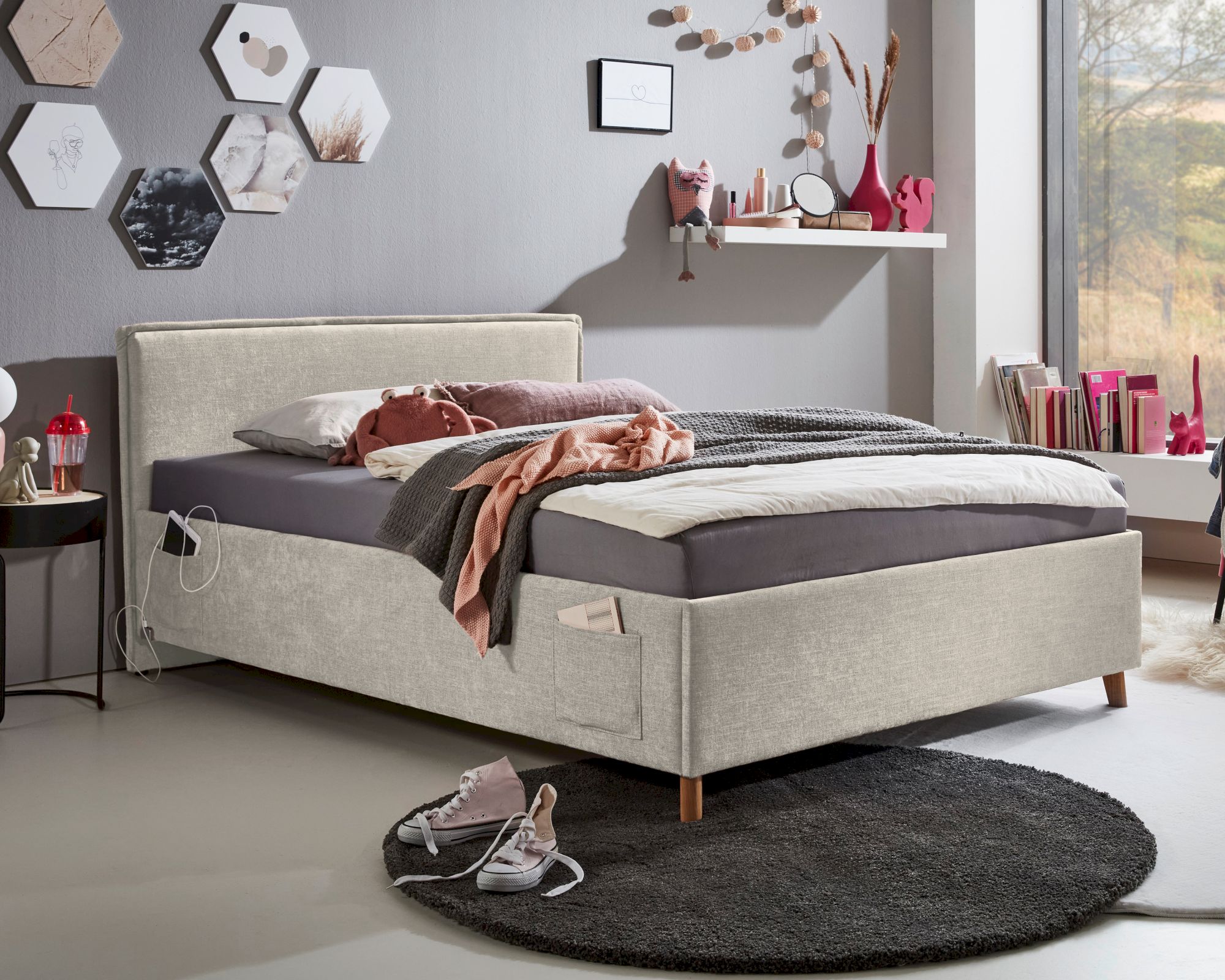 meise.möbel »Fun I« Jugendbett 90x200 cm / grau / ohne Rückenteil / ohne Bettkasten / mit Matratze / Härtegrad H2/H3