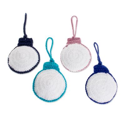 'Hand-Crocheted Round Ornaments from Guatemala (Set of 4)'