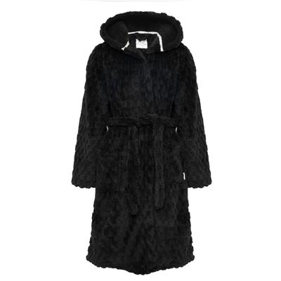 Dressing Gown Women's Maeve Chunky Soft Fleece Tie Robe Dressing Gown with Hood in Jet Black / S - Tokyo Laundry