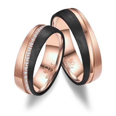 Verlobungsring MARRYA "Carbon Ringe Trauringe Eheringe Partnerringe" Gr. 64, rosa (herren ring, schwarz, rosé), Fingerri