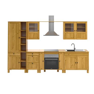 Küchenzeile HOME AFFAIRE "Alby2", front: natur gebeizt, gewachst, korpus: natur gebeizt, gewachst, arbeitsplatte: natur gebeizt, gewachst, B:325cm T:60cm, Komplettküchen-Sets, Breite 325 cm, ohne E-Geräte Image