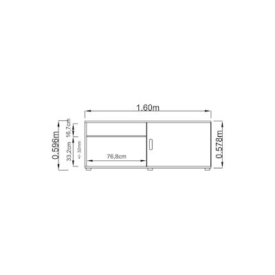 Hammerbacher Sideboard 160x40x59,6cm weiß/silber