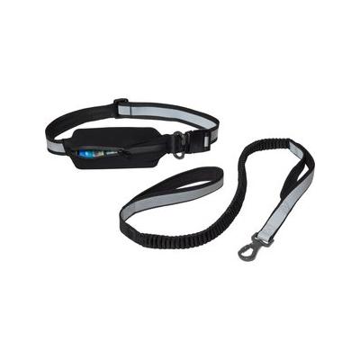 Frisco Outdoor Polyester Reflective Running Belt with Bungee Dog Leash, Black