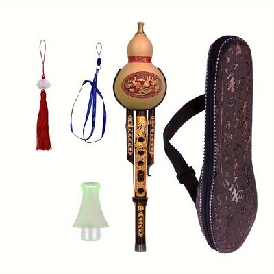 TEMU Hulusi Bamboo Cucurbit Flute Yunnan Zizhu Cucurbit Flute Chinese Musical Instrument