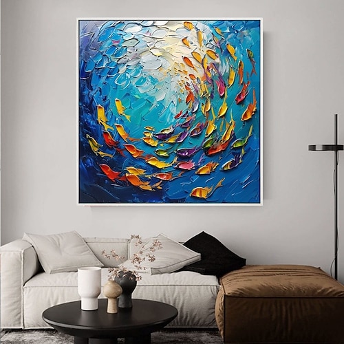 pittura a olio di pesce rosso 100% fatto a mano grande pittura di koi arte murale dipinta a mano pittura di pesce koi nuova arte koi colorata pittura di koi arte murale pittura di coltello decorazione