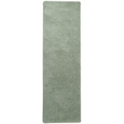 Hochflor-Läufer MY HOME "Microfaser Teppich Magong, besonders weich, sehr feiner Flor" Gr. 12, grün (mint), B:80cm H:25mm L:250cm, Kunstfaser, Teppiche, uni Teppiche, Wohnzimmer, Schlafzimmer, Kinderzimmer, Flur, Brücke Image