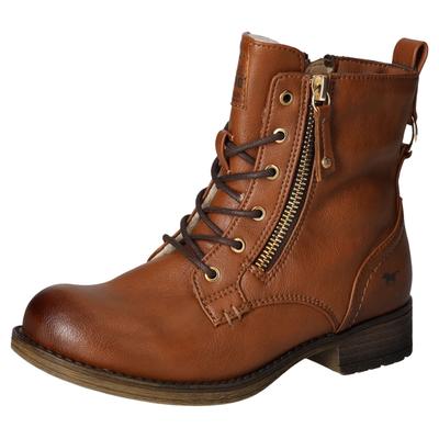 Winterboots MUSTANG SHOES, Kinder, Gr. 36, braun (cognac used), Lederimitat, used, casual, Schuhe, Schnürboots, Stiefelette, Blockabsatz, mit Reißverschluss Image