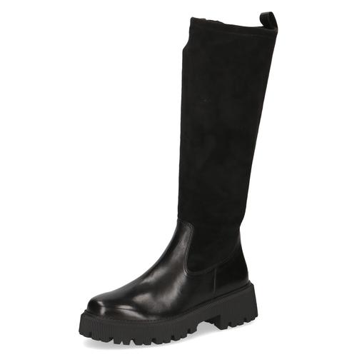 Winterstiefel CAPRICE Gr. 41, Normalschaft, schwarz Damen Schuhe Blockabsatz, Stiefel, Langschaftstiefel in bequemer Weite