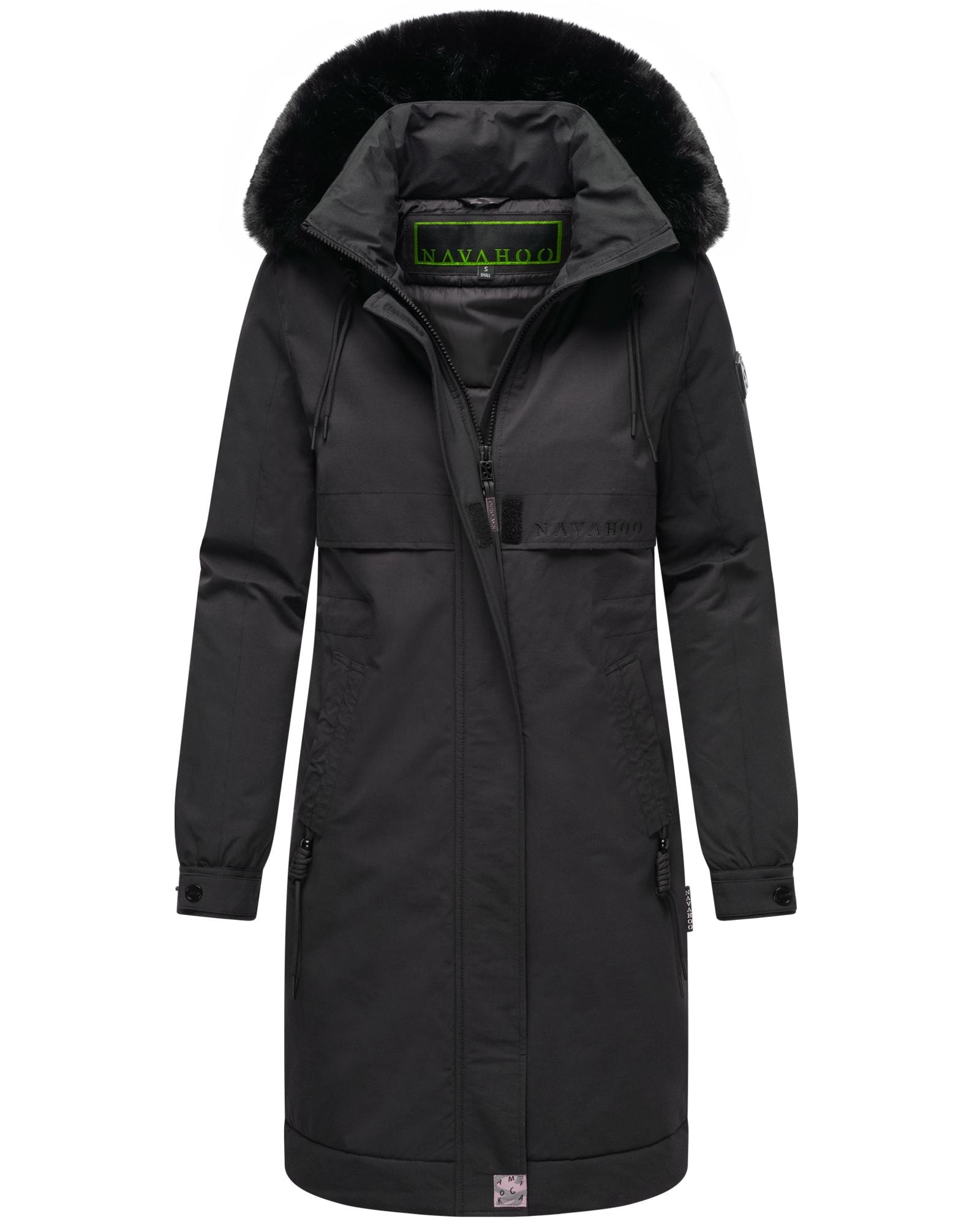 Kurzmantel NAVAHOO "Kaltwetterretter 14", Damen, Gr. XL (42), schwarz, Obermaterial: 55% Nylon, 45% Baumwolle, Innenfutter: 100% Polyester, Wattierung: 100% Polyester, Ärmelfutter: 100% Polyester, Kunstpelz: 100% Polyester, Basic, gerade ca. Mitte... Image