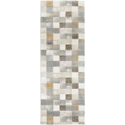 Läufer OCI DIE TEPPICHMARKE "NEW VILLA SQUARES", grau (grau, creme), B:80cm H:20mm L:250cm, Polypropylen, Teppiche, feine Karos, meliert, Wohnzimmer Image
