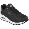 Sneaker SKECHERS "UNO GOLDEN AIR", Damen, Gr. 39, schwarz-weiß (schwarz, weiß), Lederimitat, kontrastfarbene Details, sportlich, Schuhe Sneaker, Freizeitschuh, Halbschuh, Schnürschuh mit Metallic-Einsatz