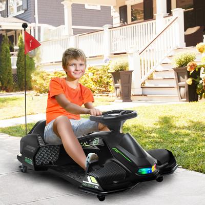 Aosom 12V Electric Go Kart, 5 MPH Drifting Car Battery Powered Ride on Toy Outdoor with Slow Start, Music, Colorful Lights