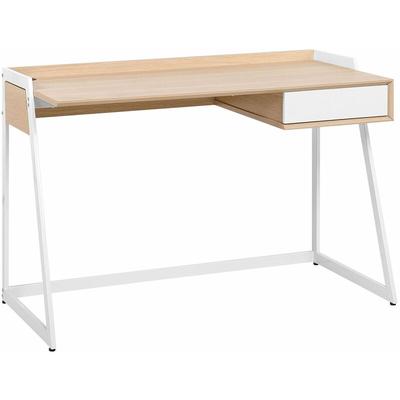 Schreibtisch Weiß mit Braun 120 x 60 cm mit Viel Stauraum Modernes Design