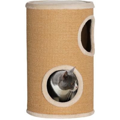 Kratztonne, 60 cm Hoch Katzentonne mit 2 Höhle, Kratzbaum, Katzenturm aus Sisal, für Katze bis 5 Image