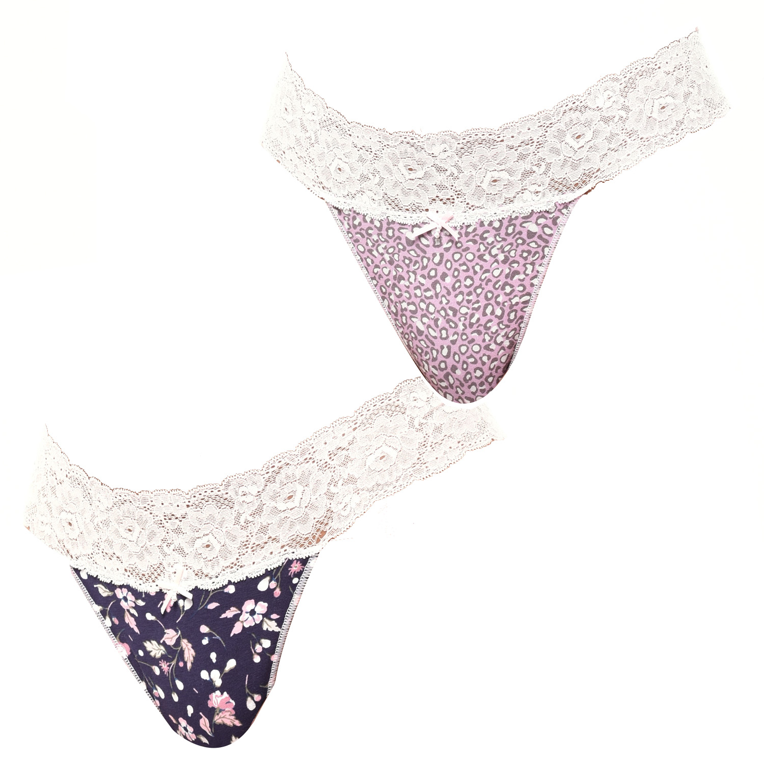 Janira Womens Pack of 2 Coquettes Cotton Thongs JPT1 for Women - Pink - Size L/XL | Janira Sale | Discount Designer Brands