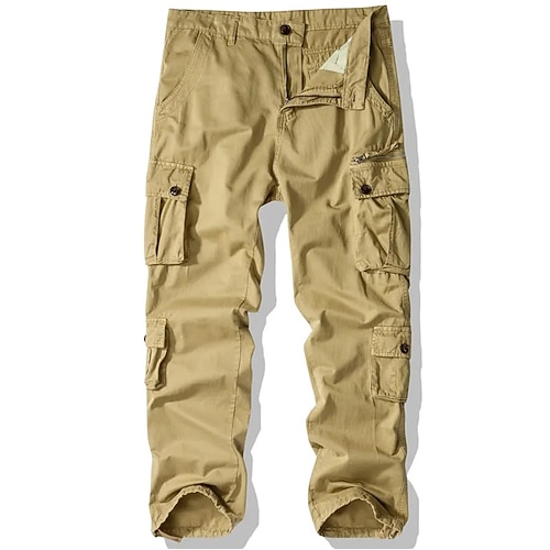 Herren Cargohose Cargohosen Hose Hosen Knopf Multi Pocket Glatt tragbar Outdoor Täglich Campen und Wandern Modisch Klassisch Armeegrün Kurkuma Image