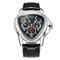 Jargar Top-Marke automatische mechanische Herren-Armbanduhr mit Dreieckskalender und 24-Stunden-Zifferblatt aus echtem Leder, Sport-Armbanduhr