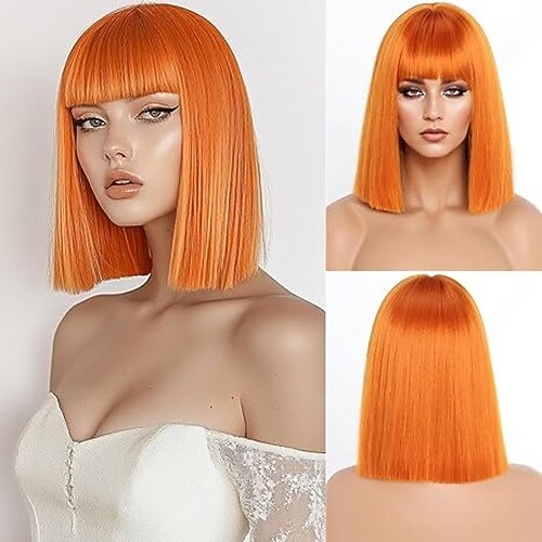 Kurze Bob-Perücken mit Pony, kurze, glatte Bob-Perücken für Frauen, natürlich aussehende Cosplay-Perücke für jeden Tag und jede Party Image