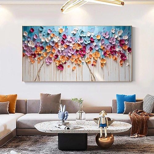 Ölgemälde handgemaltes 3D-Blumengemälde, handgefertigtes Palettenmesser, Blumen, Ölgemälde, Wandkunst, großes 3D-weißes Strukturgemälde, moderne dekorative Gemälde, Impressionismus, abstraktes weißes Image