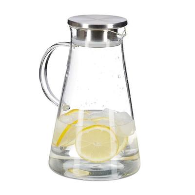 relaxdays Glaskaraffe mit Deckel 1,8 l silber, 24 cm Image