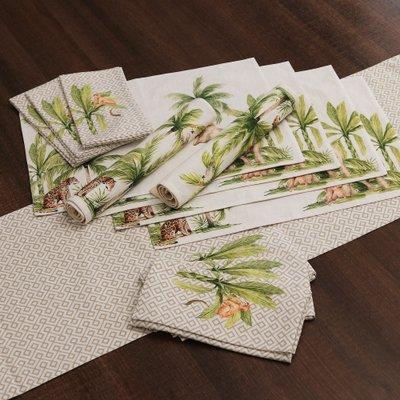 'Jungle-Themed Printed 13-Piece 100% Cotton Table Linen Set'