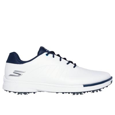 Skechers Men's GO GOLF Tempo Shoes | Size 10.0 Extra Wide | White/Navy | Synthetic/Textile