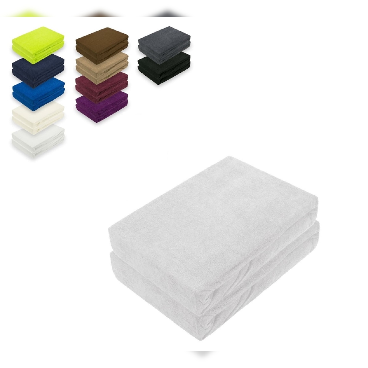 EXKLUSIV HEIMTEXTIL Doppelpack Frottee Spannbettlaken 120 x 200 cm Silber Image