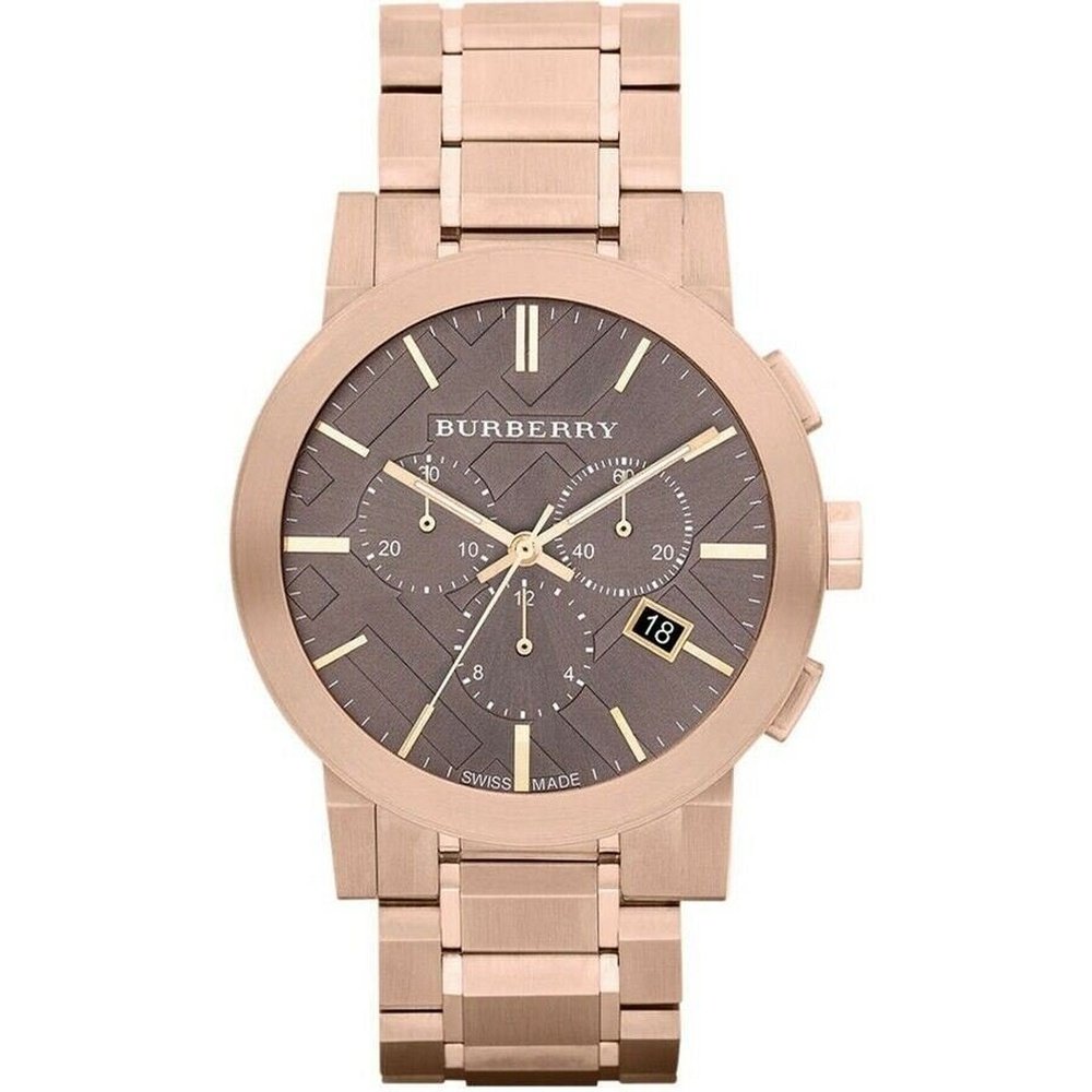 Burberry BU9353 Taupe Chronograph Zifferblatt Rose Gold plattiert Stahl Herrenuhr Image